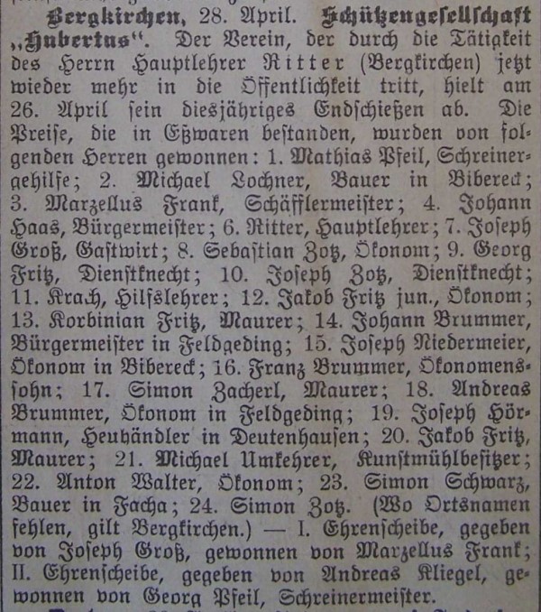 Endschieen 1912/13 - Amperbote vom 30.04.1913